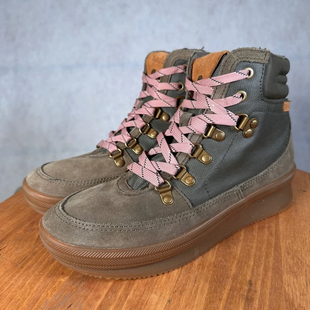 Keds Triple Up Scout Boot Womens 8.5 Olive Green Excellent Water Resistant Suede